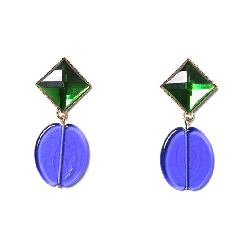 Photo du produit  Boucles d'Oreilles Yves - Doré Or Vert Bleu