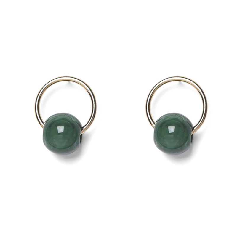 Photo du produit  Boucles d'Oreilles Modulable 11 - Doré Or Petit Grain Vert