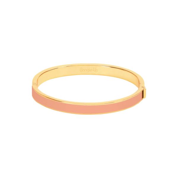  Bracelet Bangle - Doré Or Email Orange Corail