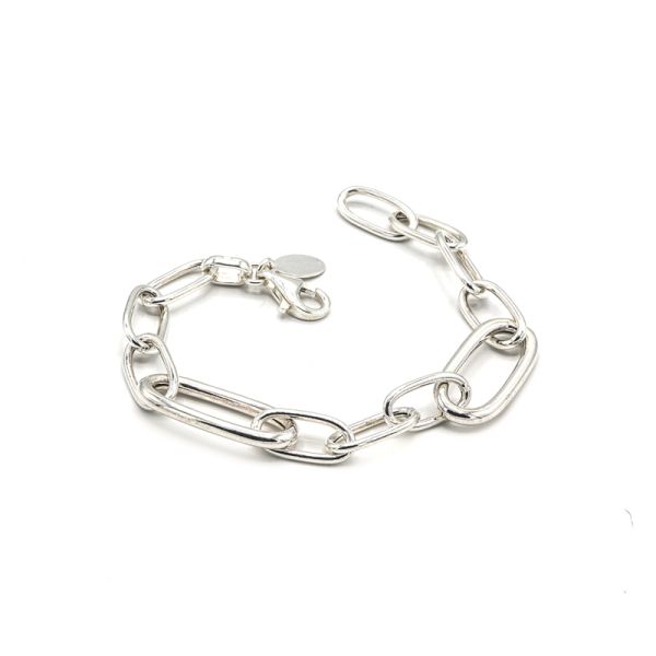 Photo de  Bracelet Maille Rectangle Lisse - Argent