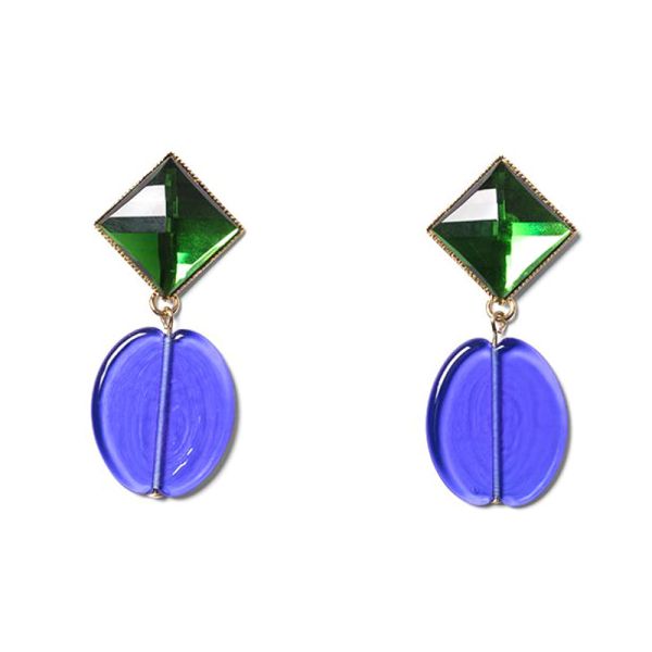 Photo de  Boucles d'Oreilles Yves - Doré Or Vert Bleu