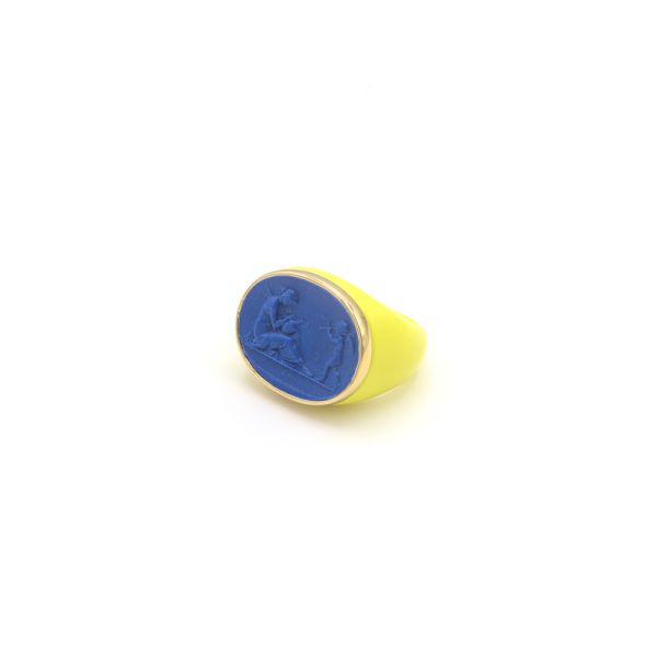 Photo de  Bague Amore et Psiché Bleu - Doré Or Jaune