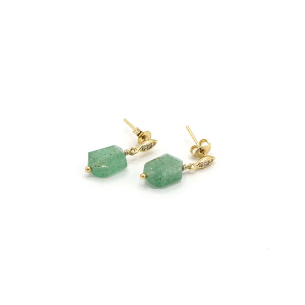 Photo de  Boucles d'Oreilles Lenny - Doré Or Quartz Fraise Vert