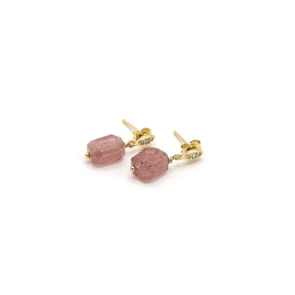 Photo de  Boucles d'Oreilles Lenny - Doré Or Quartz Fraise