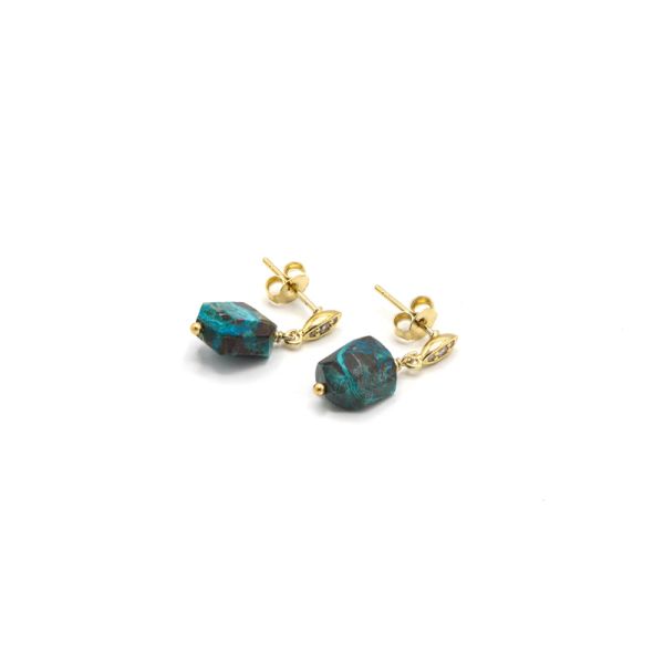 Photo de  Boucles d'Oreilles Lenny - Doré Or Turquoise