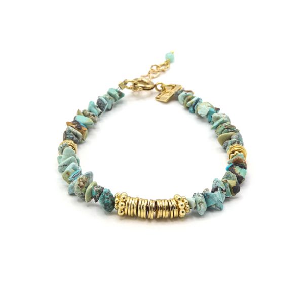 Photo de  Bracelet Crunchs Billie - Doré Or Pierre Turquoise