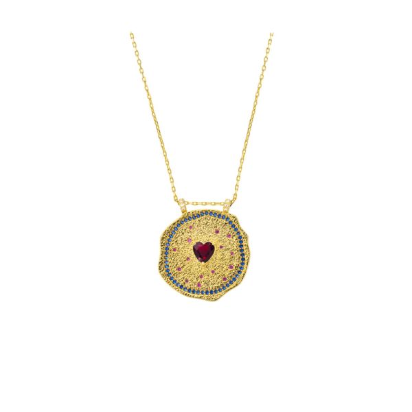 Photo de  Collier Ruby Heart Médaille - Doré Or 