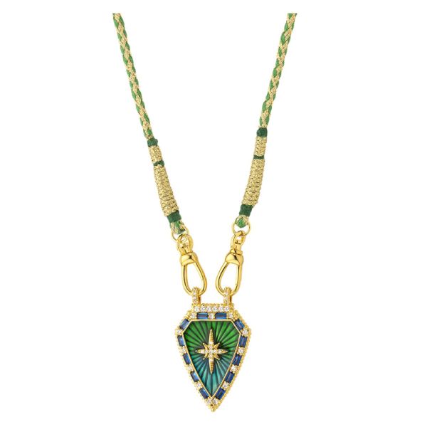 Photo de  Collier Blue Rainbow Diwali Warrior - Doré Or Email Vert