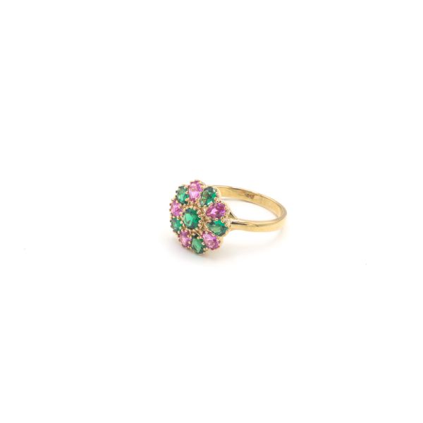 Photo de  Bague Mendoza - Doré Or Cristal Vert Et Rose